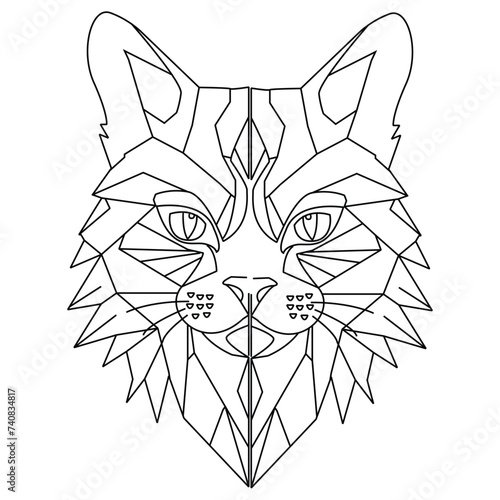 Cat Head Mono Line Cat Mono Weight Medium Sized Vector