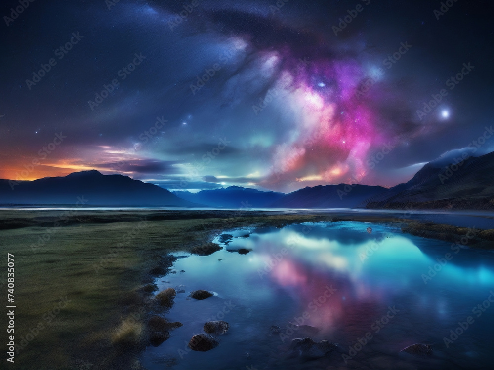 Milky Way Reflecting in a lake. Milky Way Reflecting in a lake.