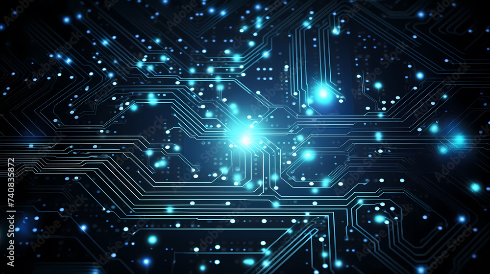 Fototapeta premium Motherboard digital chips, circuit board background