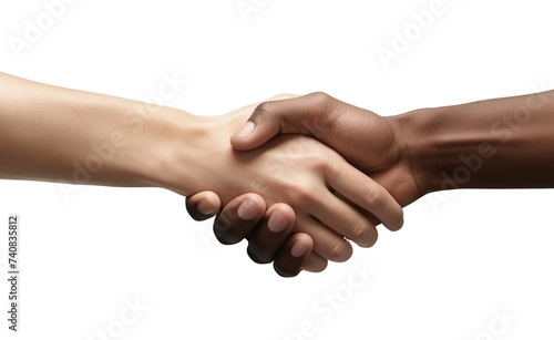 Two black and white men shaking hands isolated on transparent background