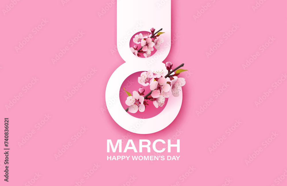 International Women Day Banner. Flyer for March 8 cover. Number 8. Vector illustration International Women Day Banner. Flyer for March 8 cover. Number 8. Vector illustration