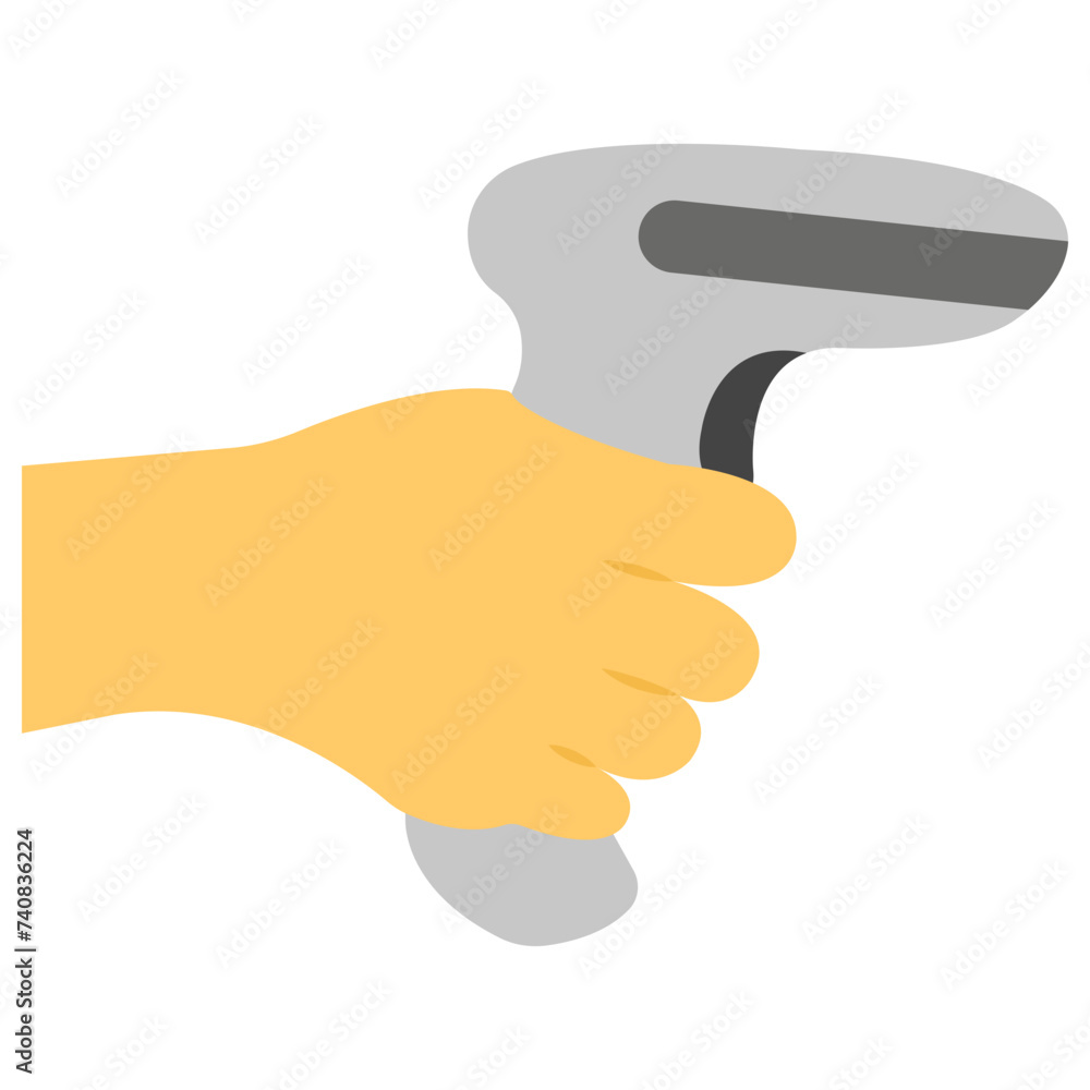 Flat detailed icon of a hand scanner Flat detailed icon of a hand scanner