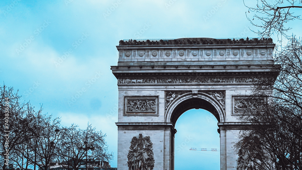Fototapeta premium Paris, Champs-Elysees. Arc de Tripmphe. France