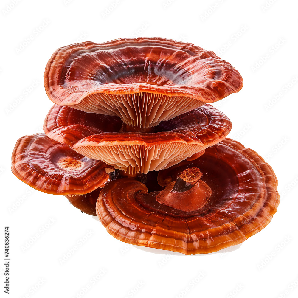 Red reishi Mushroom (Lingzhi) isolated on white background Red reishi Mushroom (Lingzhi) isolated on white background