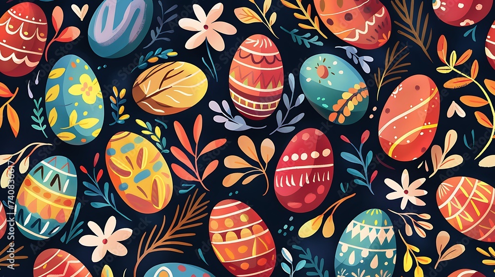 Easter holiday background wallpaper, bunny, colorful eggs pattern, colored egg, banner design, card poster Easter holiday background wallpaper, bunny, colorful eggs pattern, colored egg, banner design, card poster