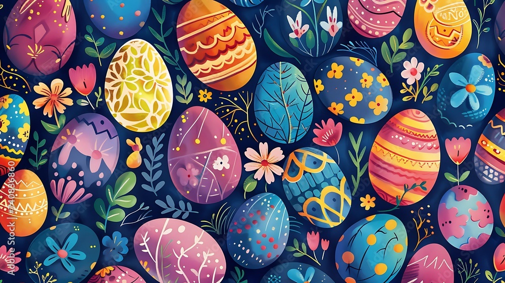 Easter holiday background wallpaper, bunny, colorful eggs pattern, colored egg, banner design, card poster Easter holiday background wallpaper, bunny, colorful eggs pattern, colored egg, banner design, card poster