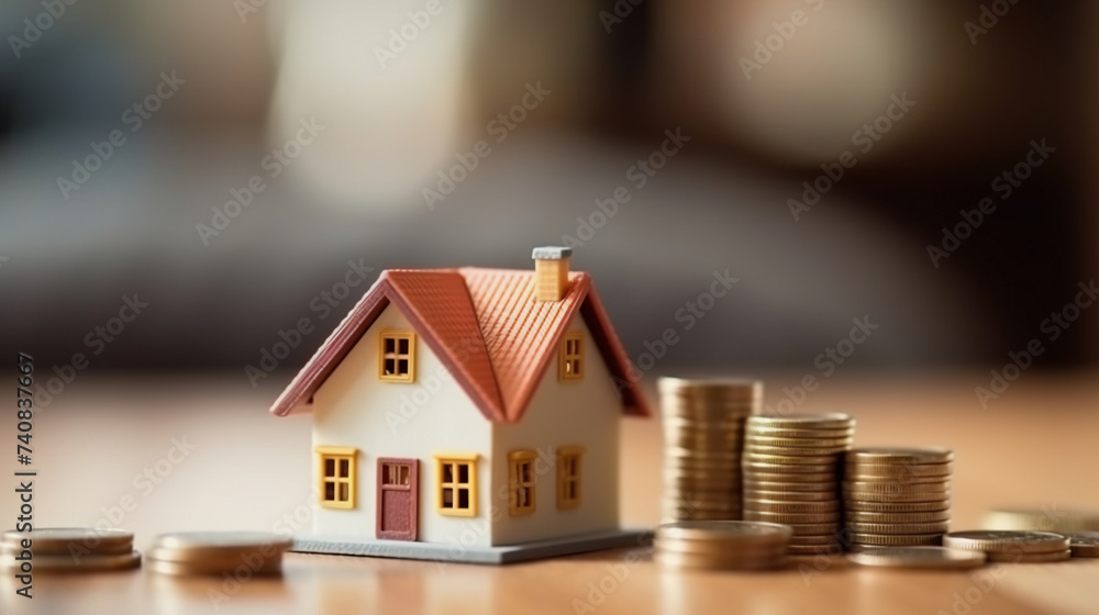 Building Wealth House Model and Coin Holder Table Display Building Wealth House Model and Coin Holder Table Display