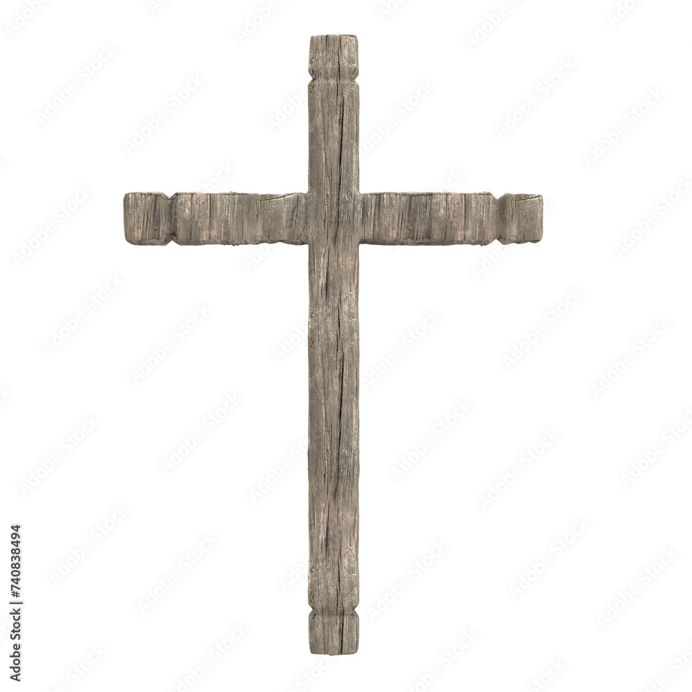 Catholic Wooden Cross Symbolizing Christ, Transparent Background