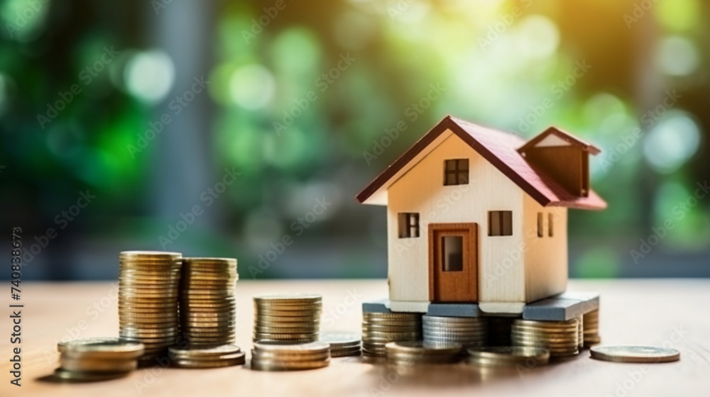 Building Wealth House Model and Coin Holder Table Display