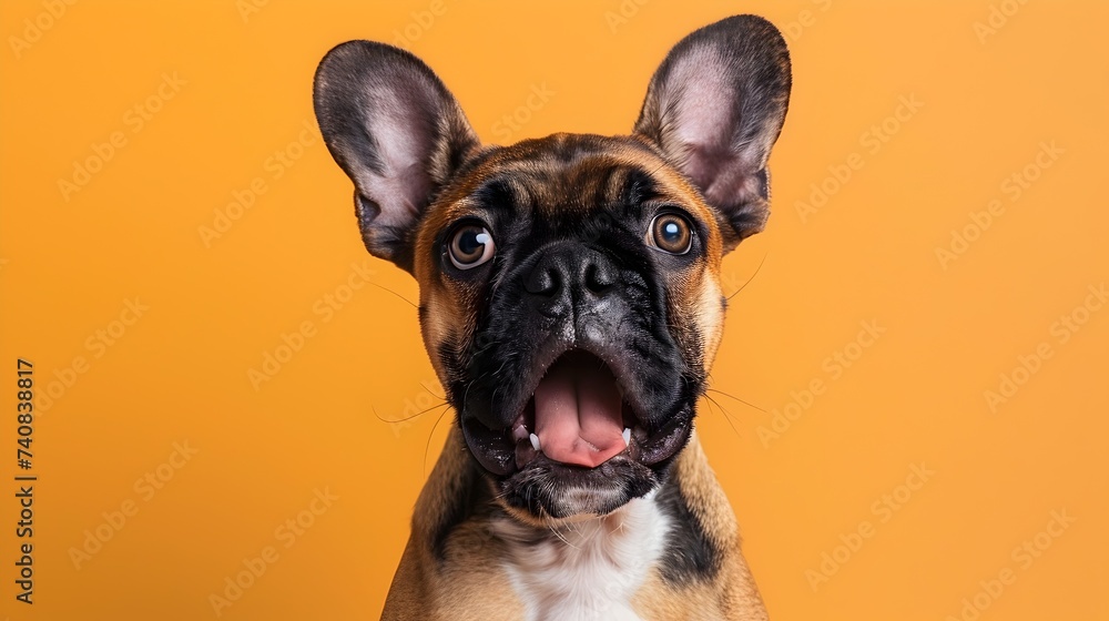Exaggerated Facial Expression of a Cute French Bulldog