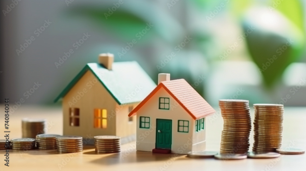 Building Wealth House Model and Coin Holder Table Display Building Wealth House Model and Coin Holder Table Display