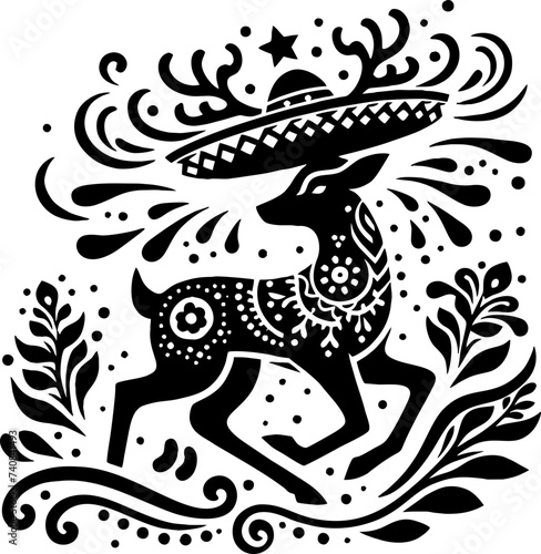 Deer Logo Vector in the Mexican Style