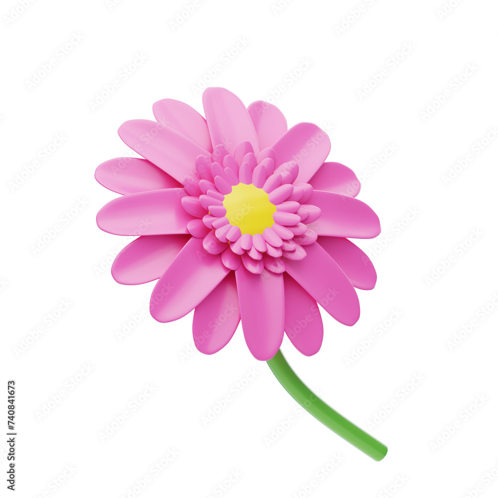 3D Gerbera Cute Pink Daisy Sweet Floral Delight. 3d illustration, 3d element, 3d rendering. 3d visualization isolated on a transparent background