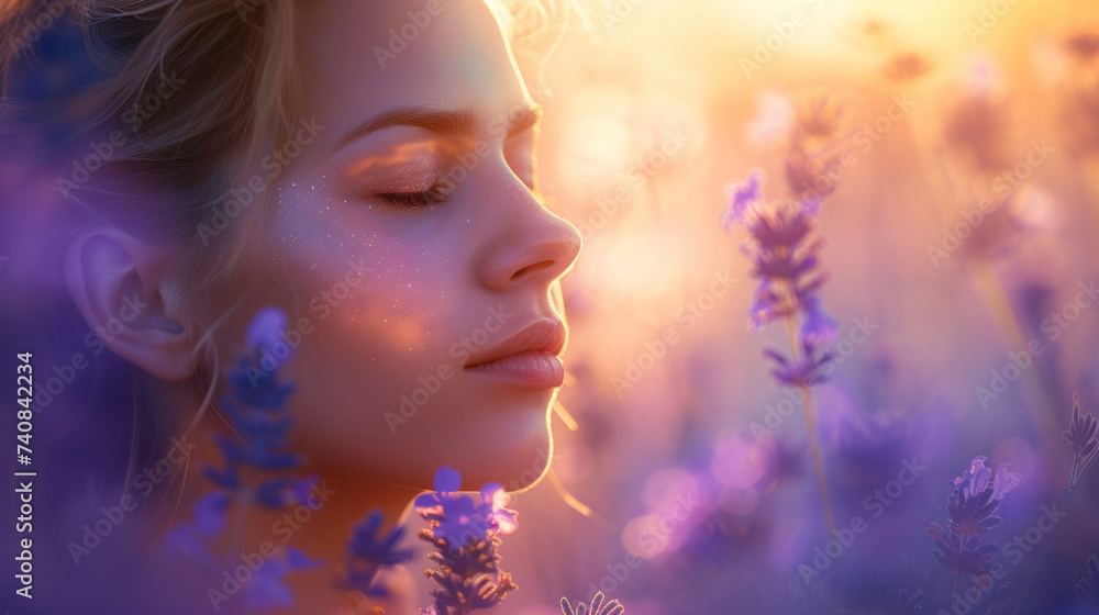 Portrait of Young Woman Amongst Wildflowers