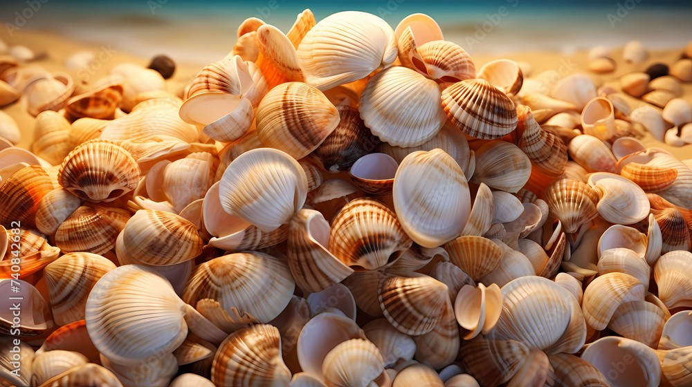 Multicolored seashells, full of hidden details Multicolored seashells, full of hidden details