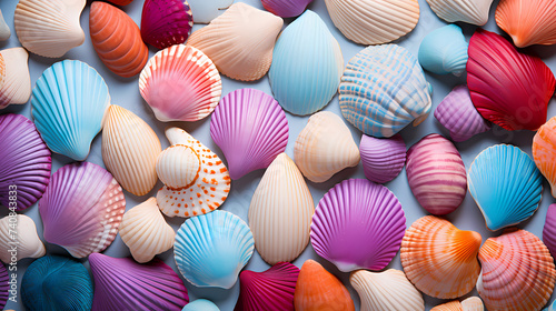 Multicolored seashells, full of hidden details