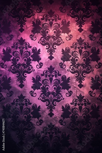 Mauve wallpaper with damask pattern