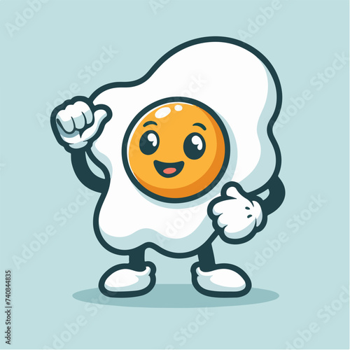illustration of an fried egg cartoon character mascot giving a thumbs up