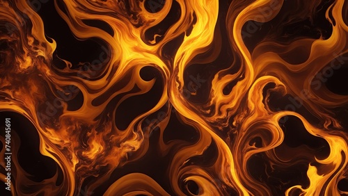 Abstract Brown and Yellow patterns burn in fiery flames Background