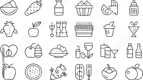 Nutrition line icons set vector collections. 