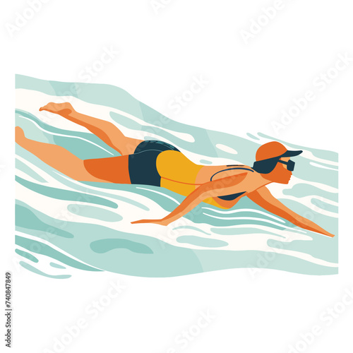 physical activity Single Person doing Swimming Flat