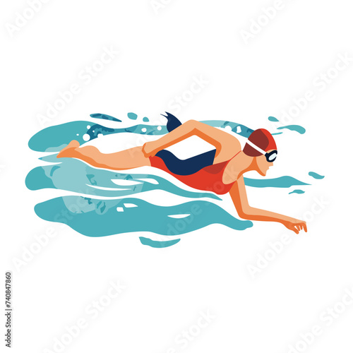 physical activity Single Person doing Swimming Flat