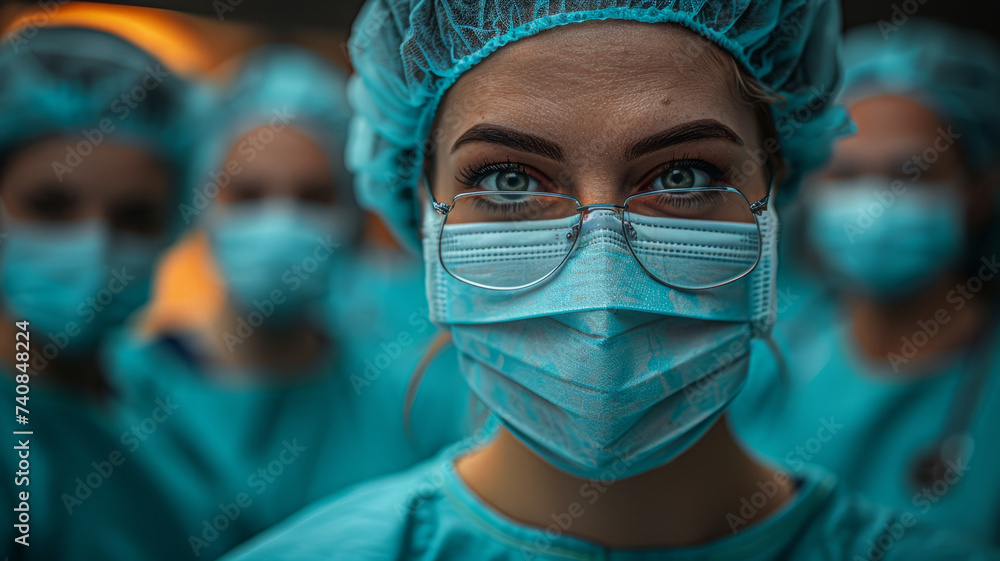 Close-up of the face of an experienced surgeon wearing glasses Close-up of the face of an experienced surgeon wearing glasses