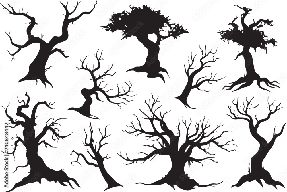 Set Trees. Hand drawn vector illustration Set Trees. Hand drawn vector illustration