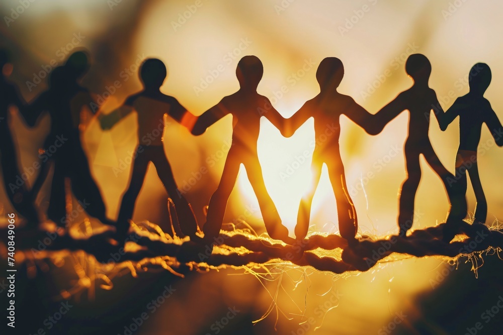 Teamwork concept visualized through the silhouette of individuals highlighting unity and partnership