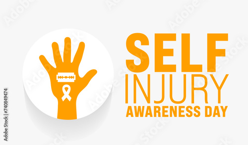 March is Self-Injury Awareness Day background template. Holiday concept. use to background, banner, placard, card, and poster design template with text inscription and standard color. vector  photo