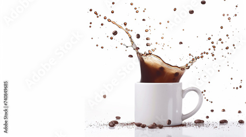 飛び散るコーヒーとマグカップ