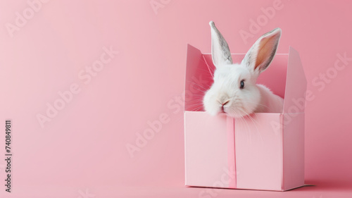 Surprise - a white rabbit in a pink box.