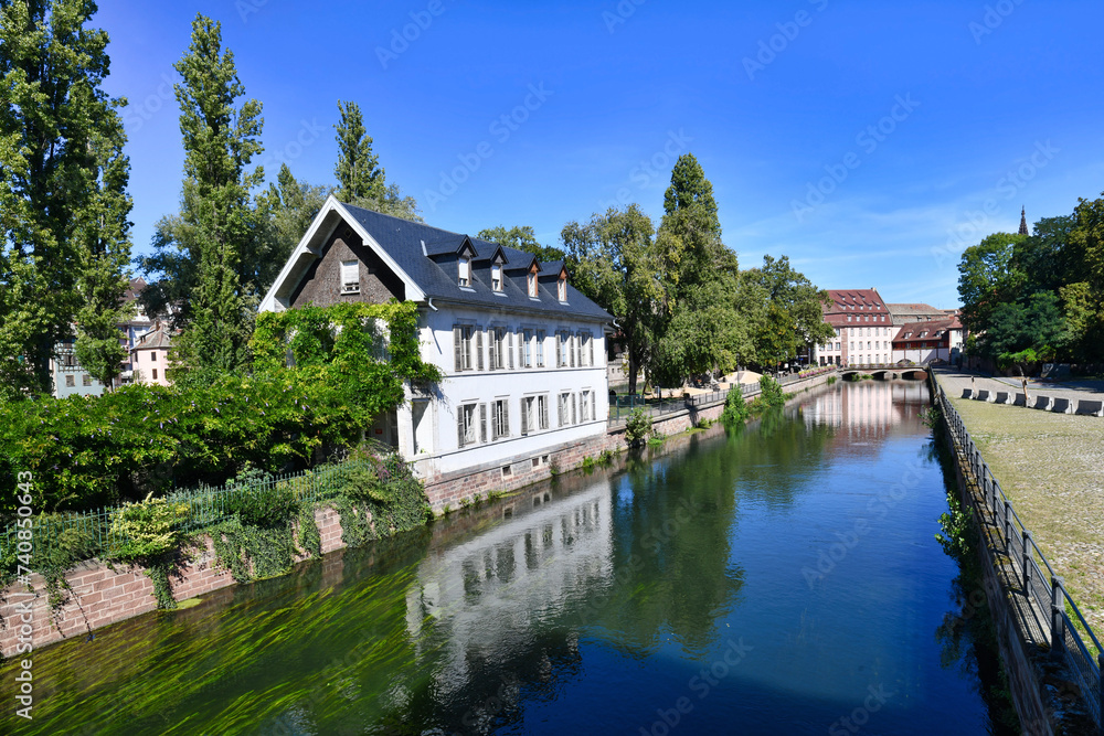 Strasbourg in France, 'Maison des Ponts Couverts' building  in River 'III' in historical 'Petite France' quarter