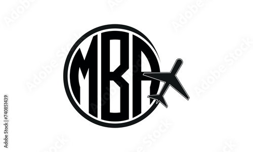 MBA three initial letter circle tour & travel agency logo design vector template. hajj Umrah agency, abstract, wordmark, business, monogram, minimalist, brand, company, flat, tourism agency, tourist