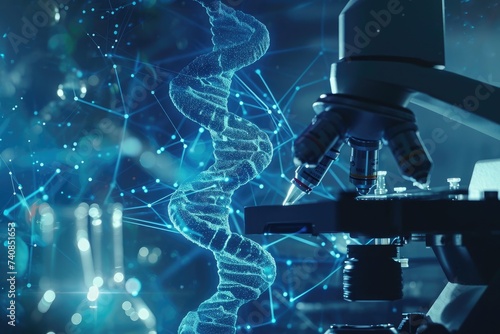 A close-up image showcasing the intricate structure observed through a microscope, Educational representation of biotech in medicine, AI Generated