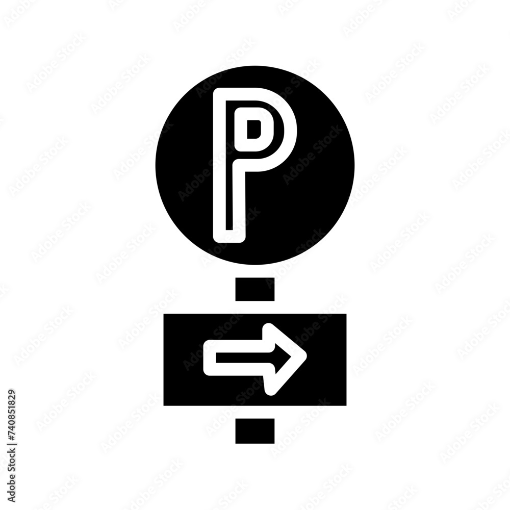 Car Sign Park Glyph Icon