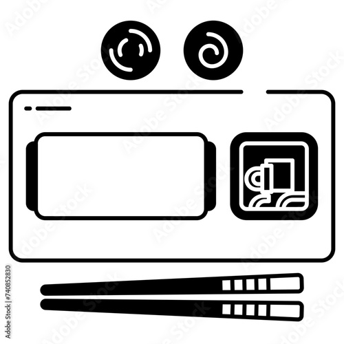 veg sushi glyph and line vector illustration
