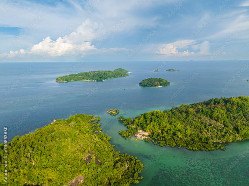 Group of Islands and Blue sea. Once Islas in Zamboanga, Philippines.