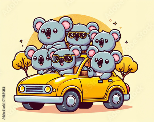 illustration of a car with koala photo