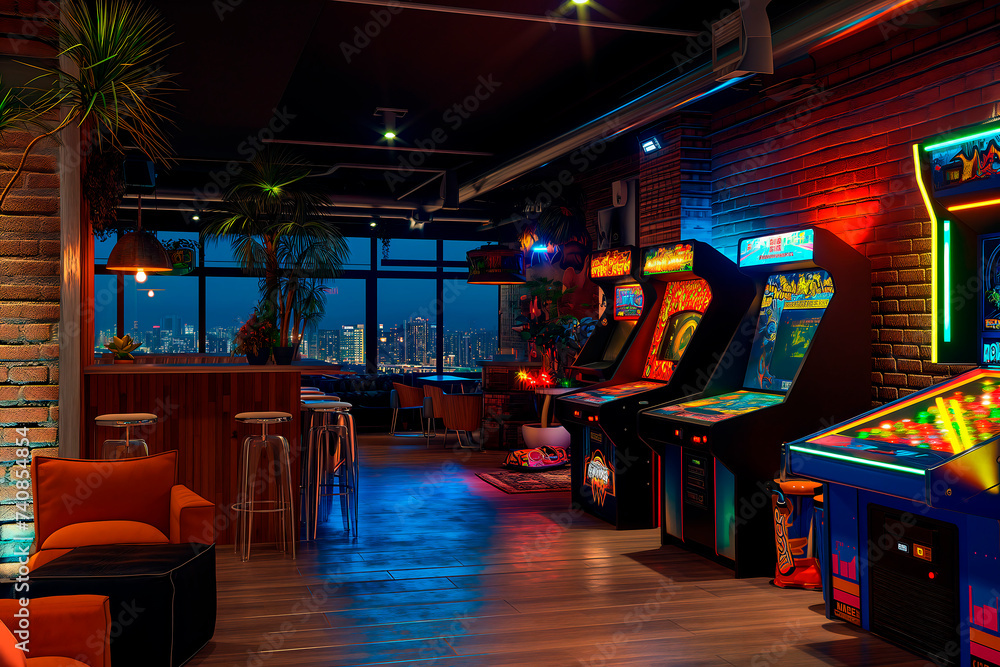 Retro Games Illuminated by Vibrant Neon Lights Retro Games Illuminated by Vibrant Neon Lights