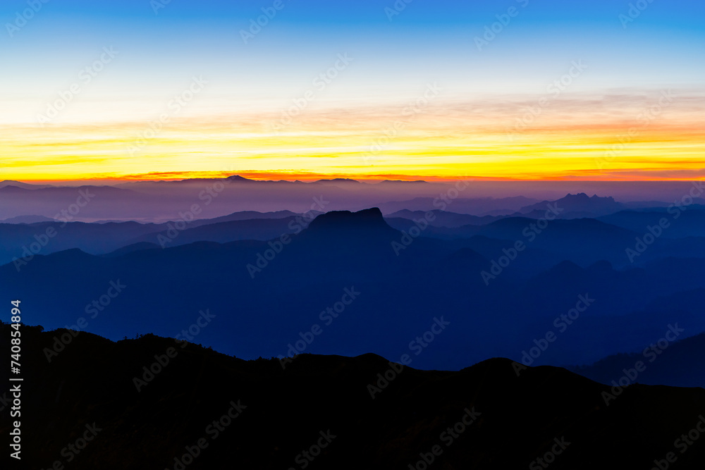 Scenic view of colorful mountain range