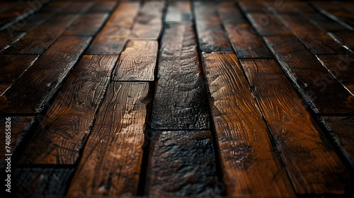 Close Up of Wooden Floor With Dark Background
