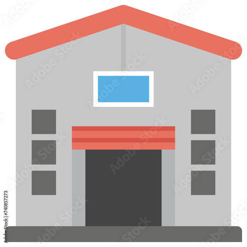 Warehouse flat icon design, storage house 
