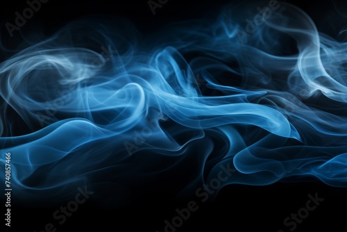 Abstract smoke on black background. Flowing air humidifier swirl in atmospheric image