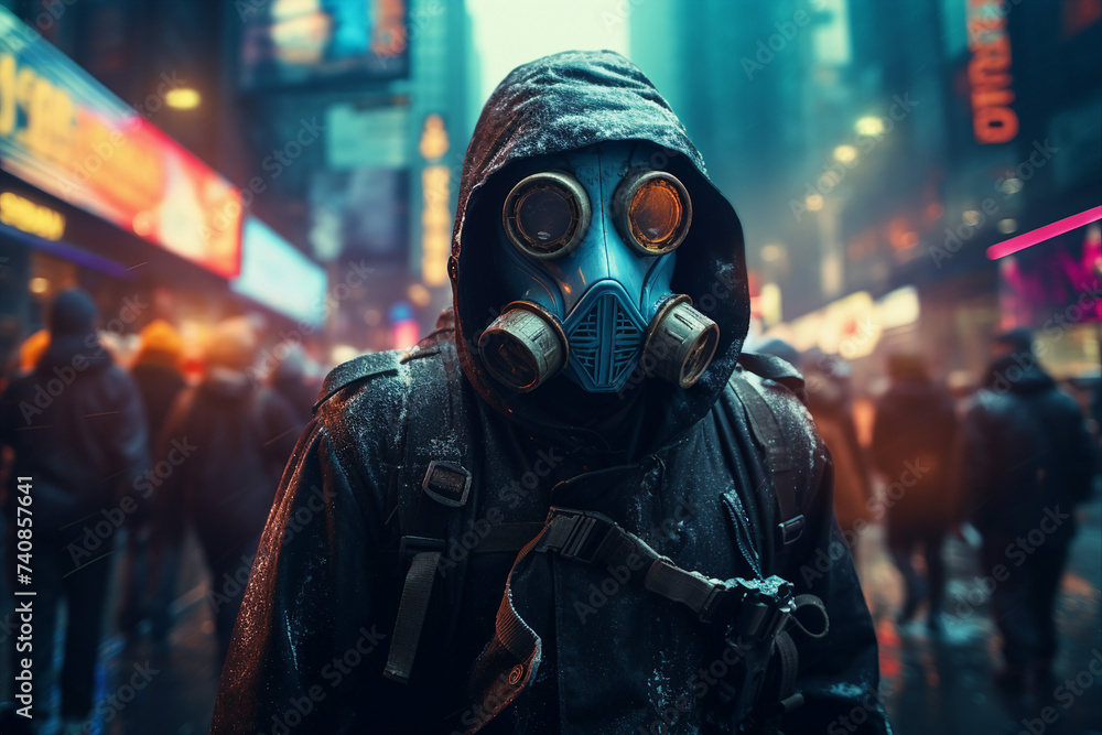 Futuristic person cyberpunk in fantasy future world made with generative AI Futuristic person cyberpunk in fantasy future world made with generative AI
