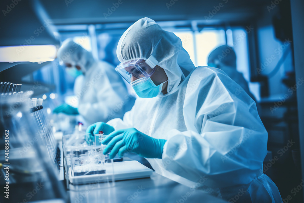 Generated with AI image of scientist doing research explore analysis in a laboratory Generated with AI image of scientist doing research explore analysis in a laboratory