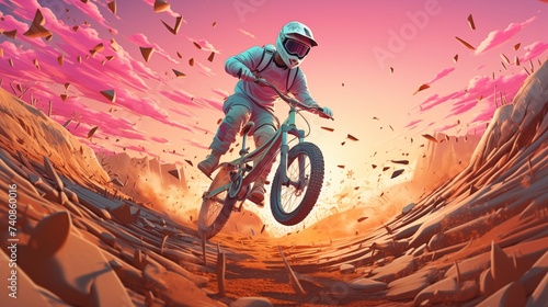 BMX riders performing stunts on a dirt track © X-Poser