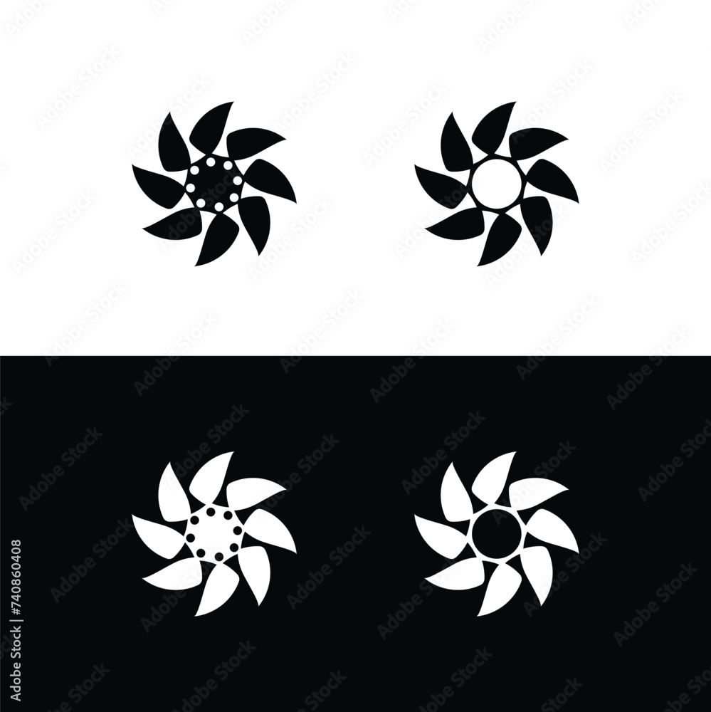 Obraz premium Black and white circle vector logo template design. Circle logo illustration silhouette