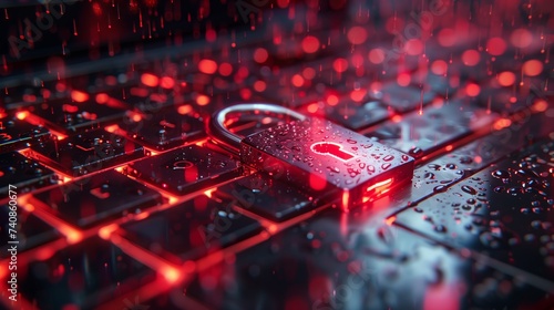 a padlock is sitting on top of a laptop keyboard