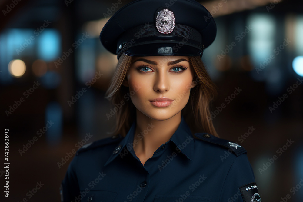 Photo portrait of beautiful successful proud police officer policewoman wear uniform generative ai Photo portrait of beautiful successful proud police officer policewoman wear uniform generative ai